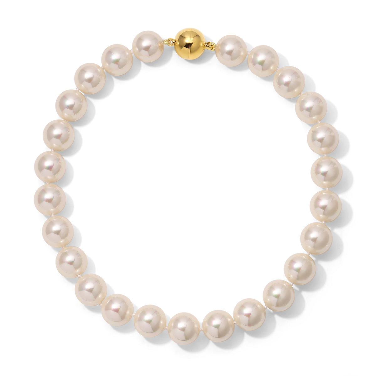 16mm White Shell Pearl Necklace - 17.5 inches