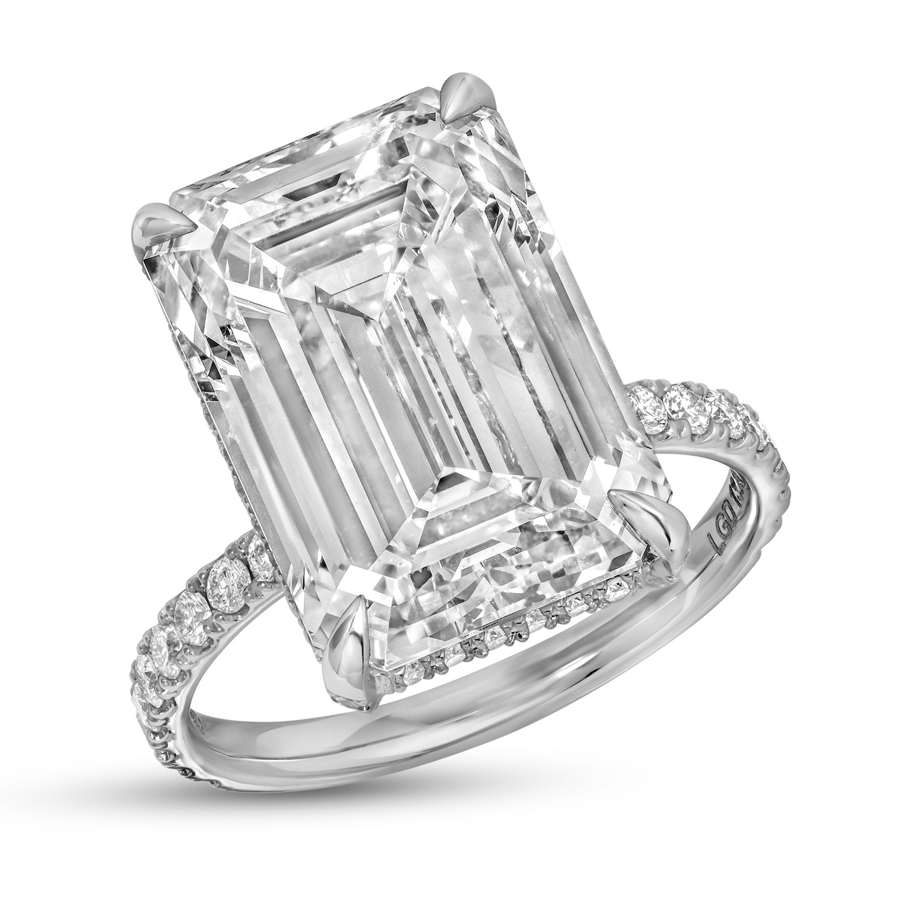 12.46ct Emerald Cut Lab Grown Diamond Ring Set in 18KT White Gold