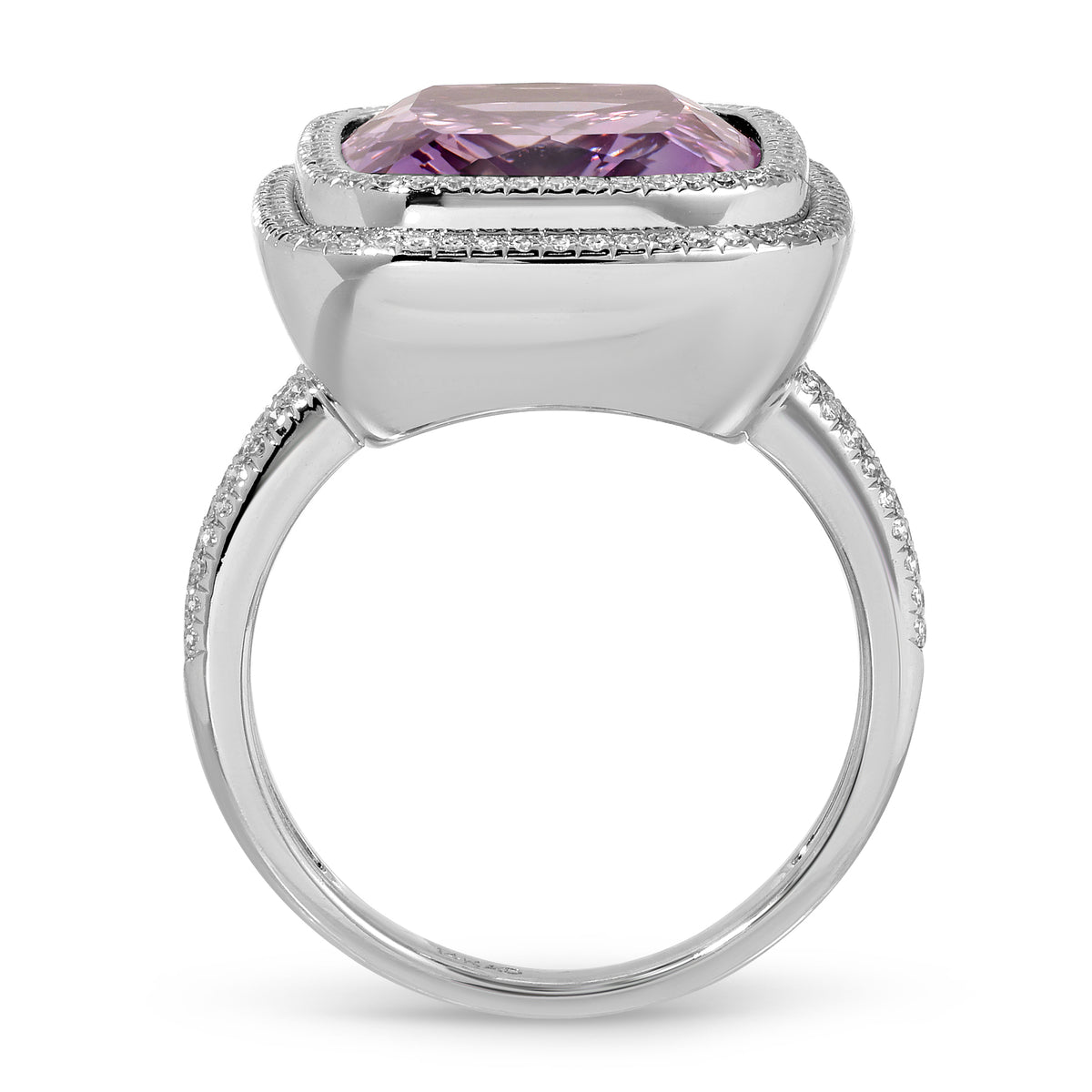 14KT White Gold Amethyst Diamond Violette Prism Ring