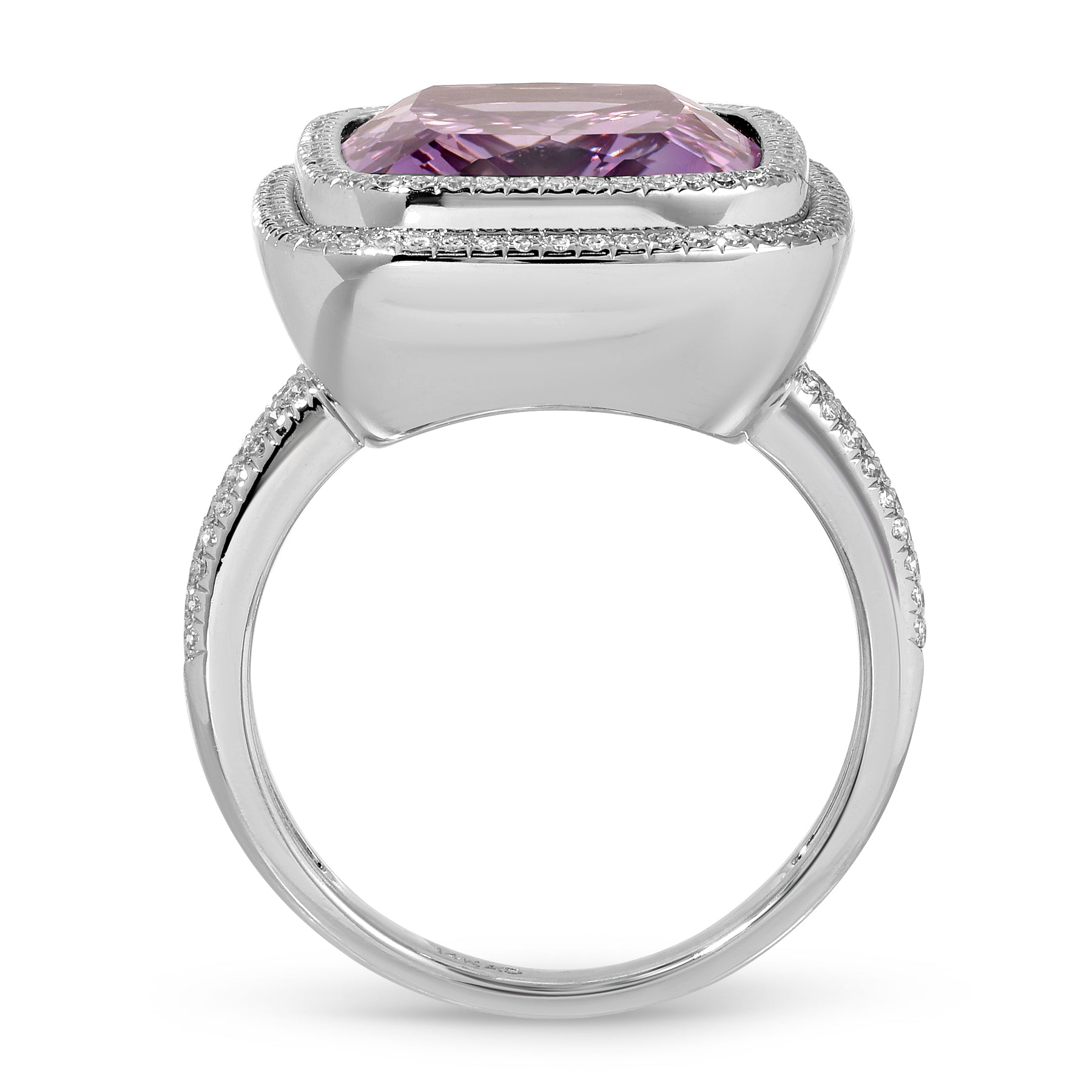 14KT White Gold Amethyst Diamond Violette Prism Ring