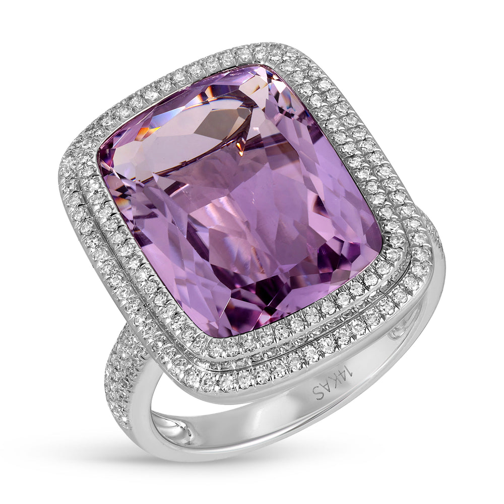 14KT White Gold Amethyst Diamond Violette Prism Ring