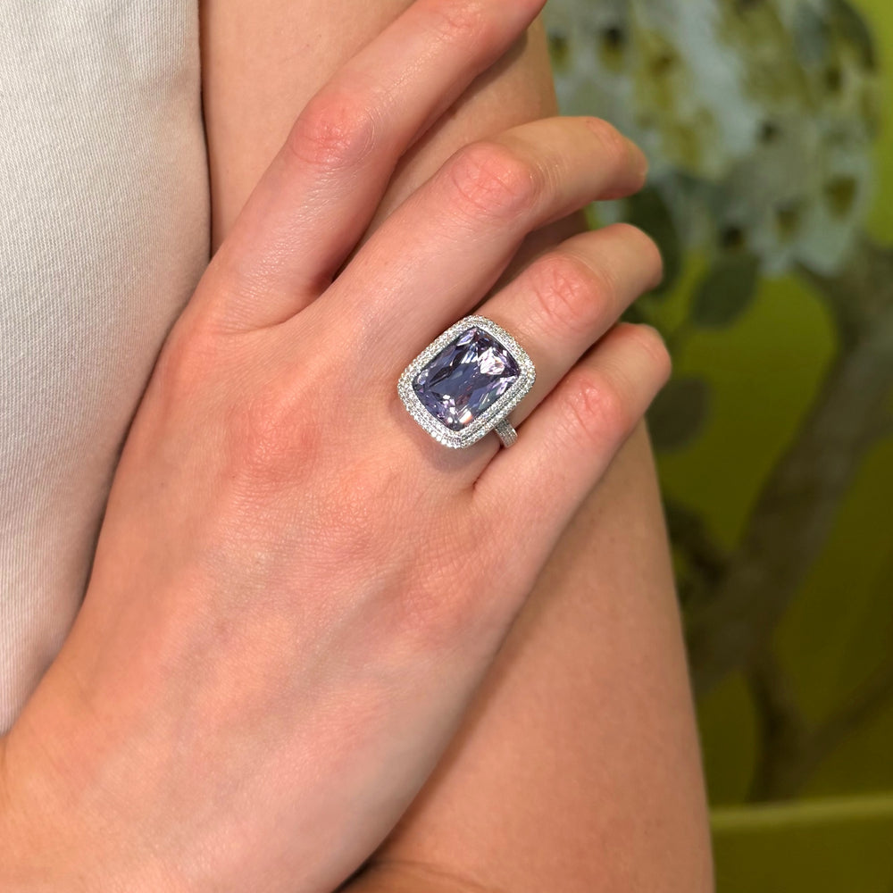 14KT White Gold Amethyst Diamond Violette Prism Ring