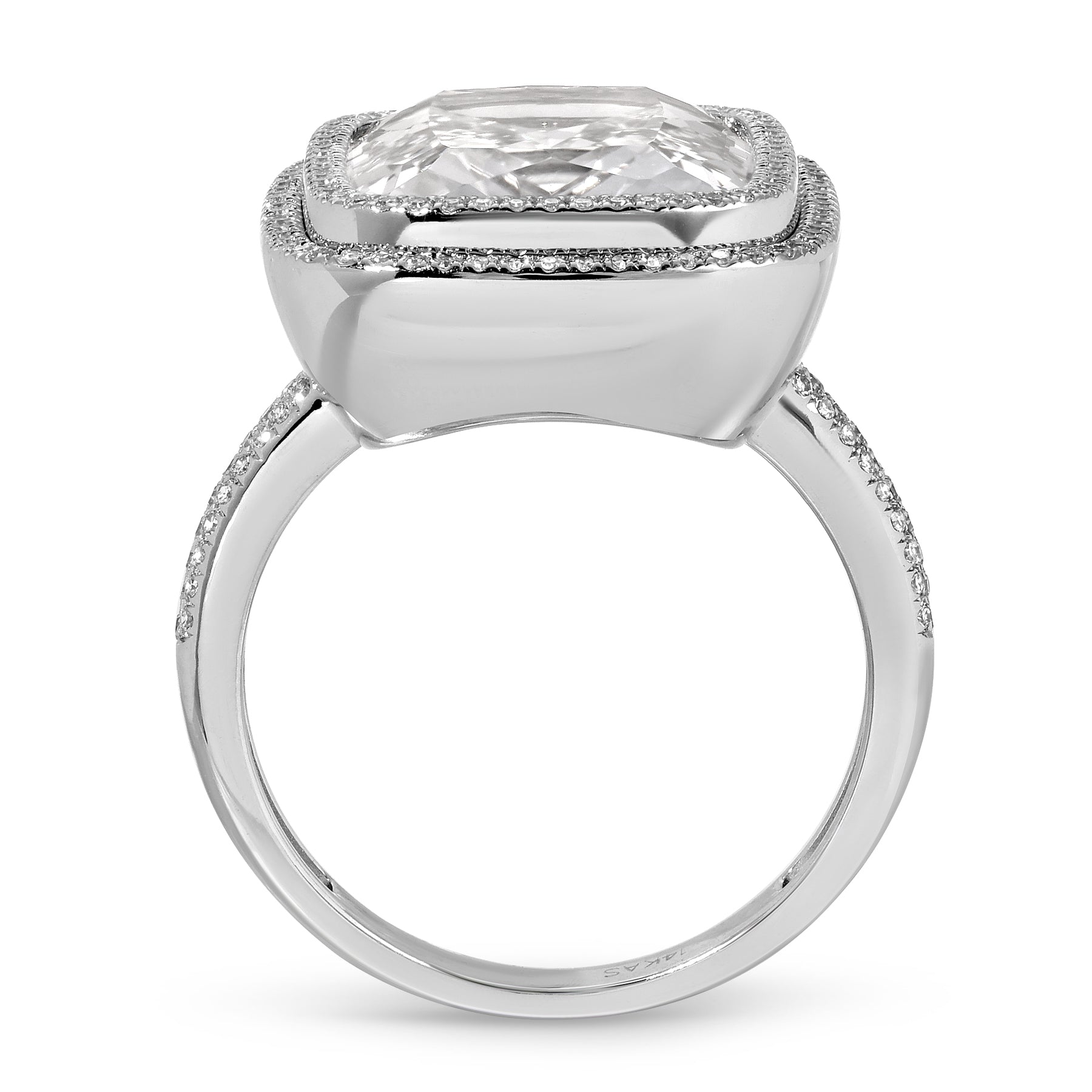 14KT White Gold White Topaz Diamond Glace Prism Ring