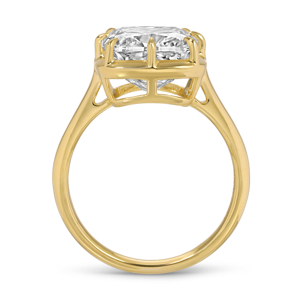 5.05ct Square Cushion Cut Lab Grown Diamond Ring Set in 14KT Yellow Gold