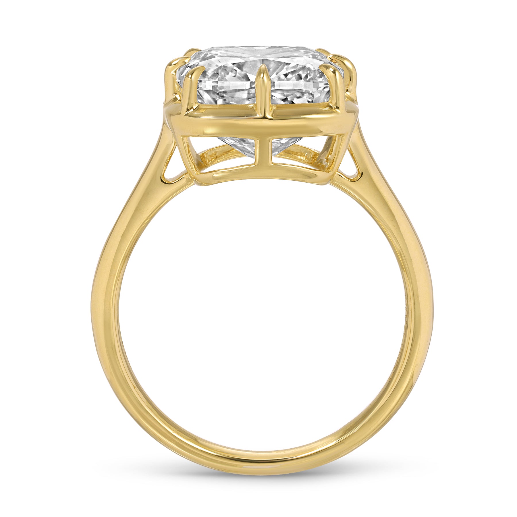 5.05ct Square Cushion Cut Lab Grown Diamond Ring Set in 14KT Yellow Gold