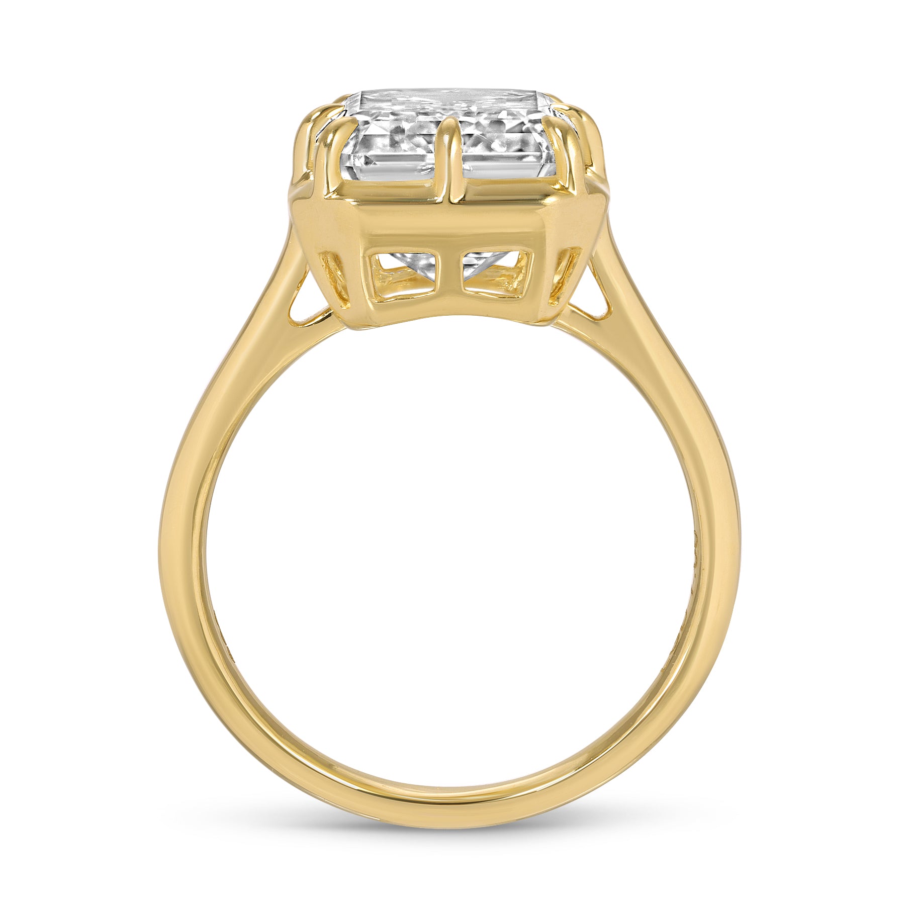 7.06ct Emerald Cut Lab Grown Diamond Ring Set in 14KT Yellow Gold
