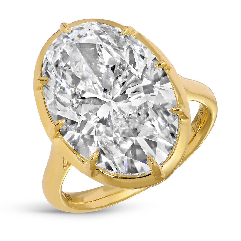 10.01ct Oval Cut Lab Grown Diamond Ring Set in 14KT Yellow Gold