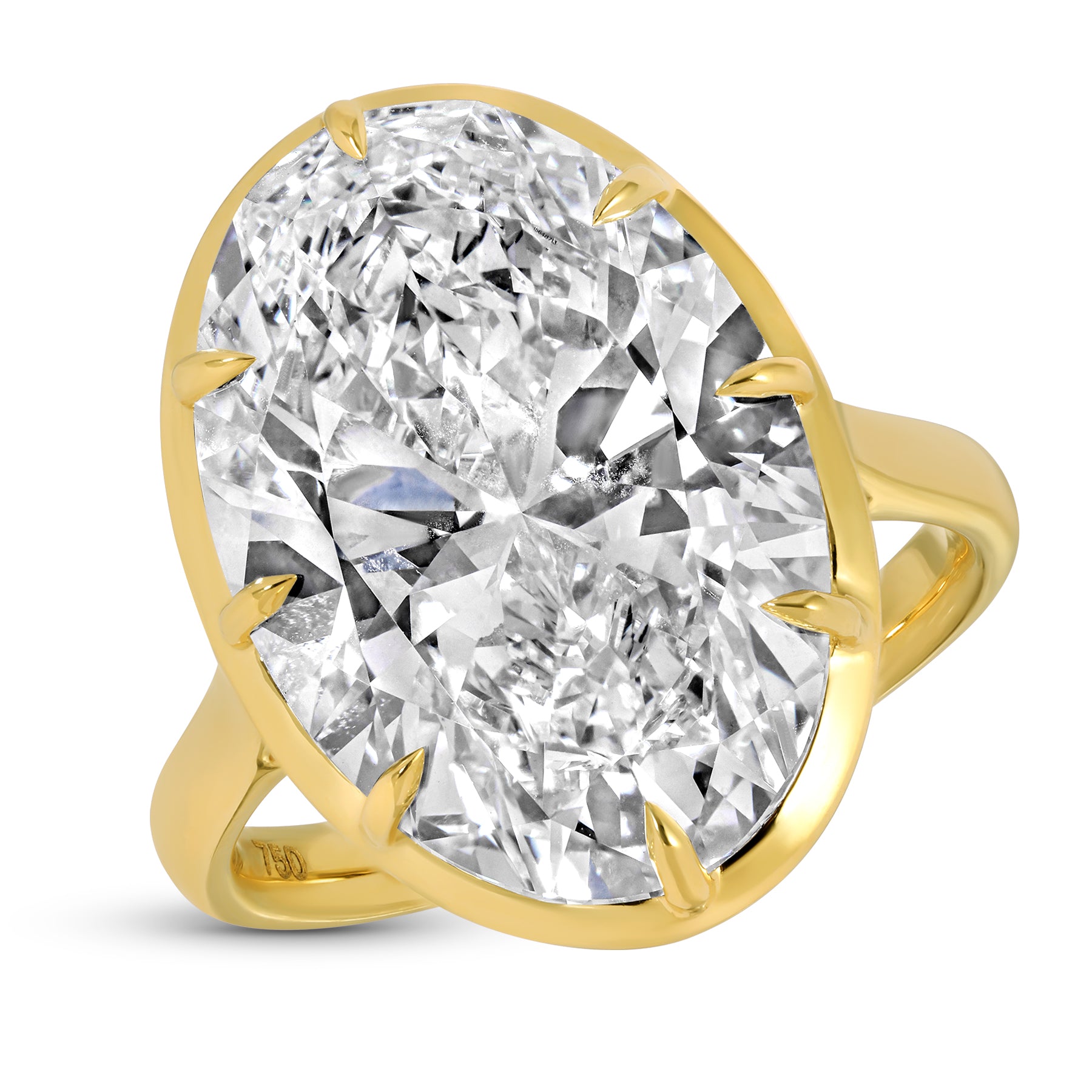 10.05ct Oval Cut Lab Grown Diamond Ring Set in 18KT Yellow Gold