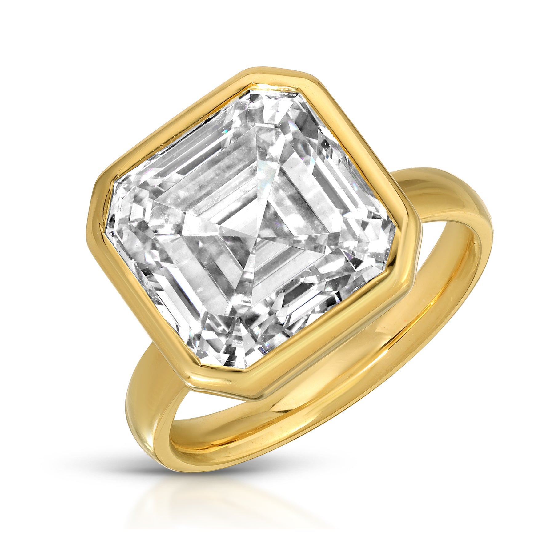 9.22ct Asscher Cut Lab Grown Diamond Ring Set in 18KT Yellow Gold