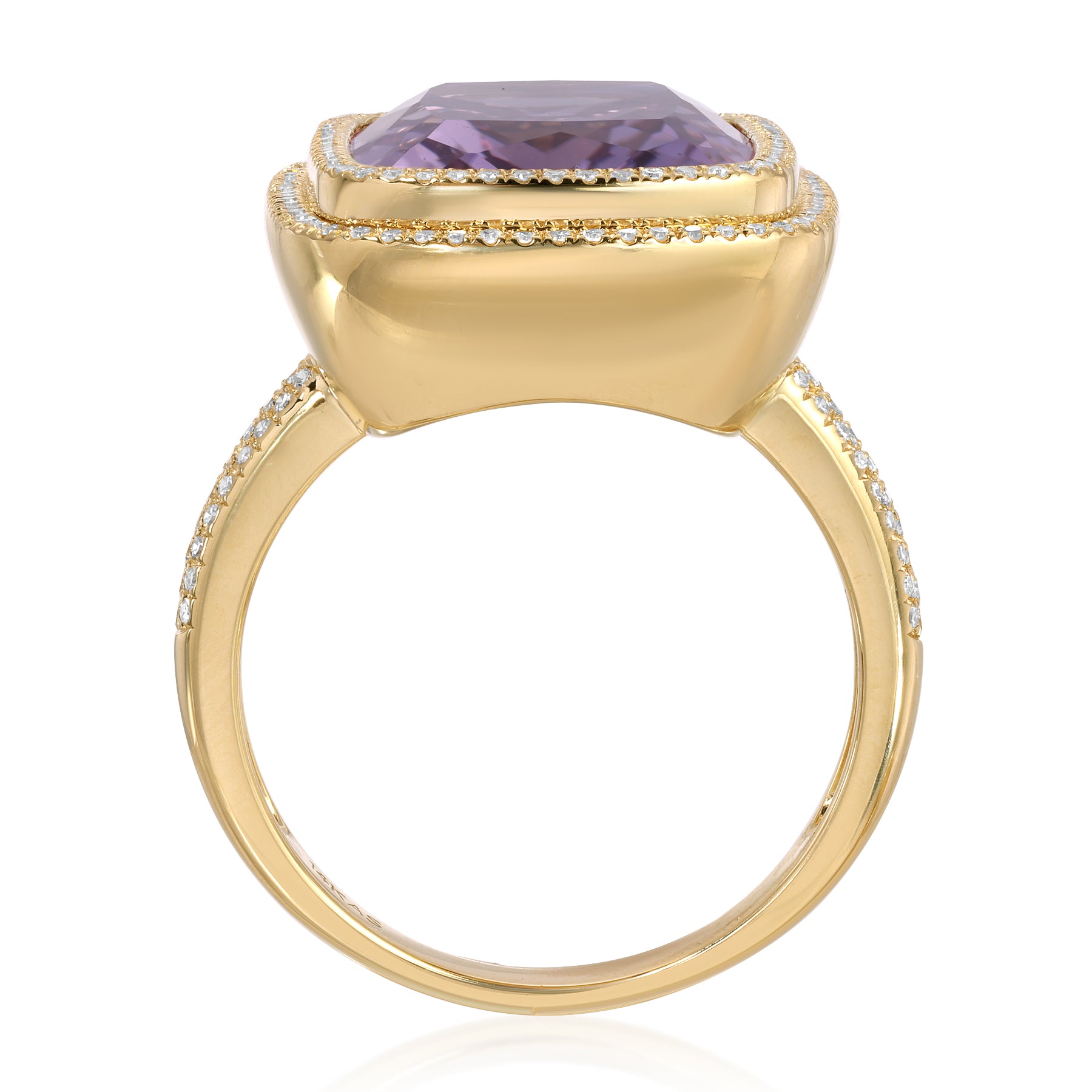 14KT Yellow Gold Amethyst Diamond Violette Prism Ring