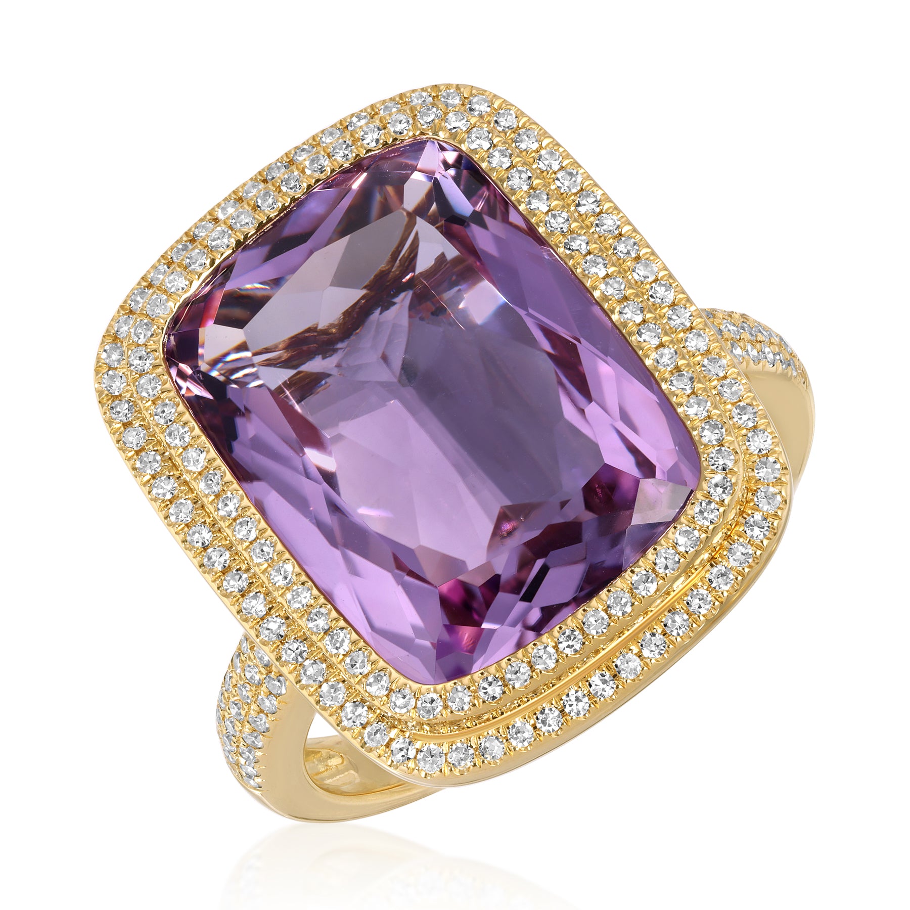 14KT Yellow Gold Amethyst Diamond Violette Prism Ring