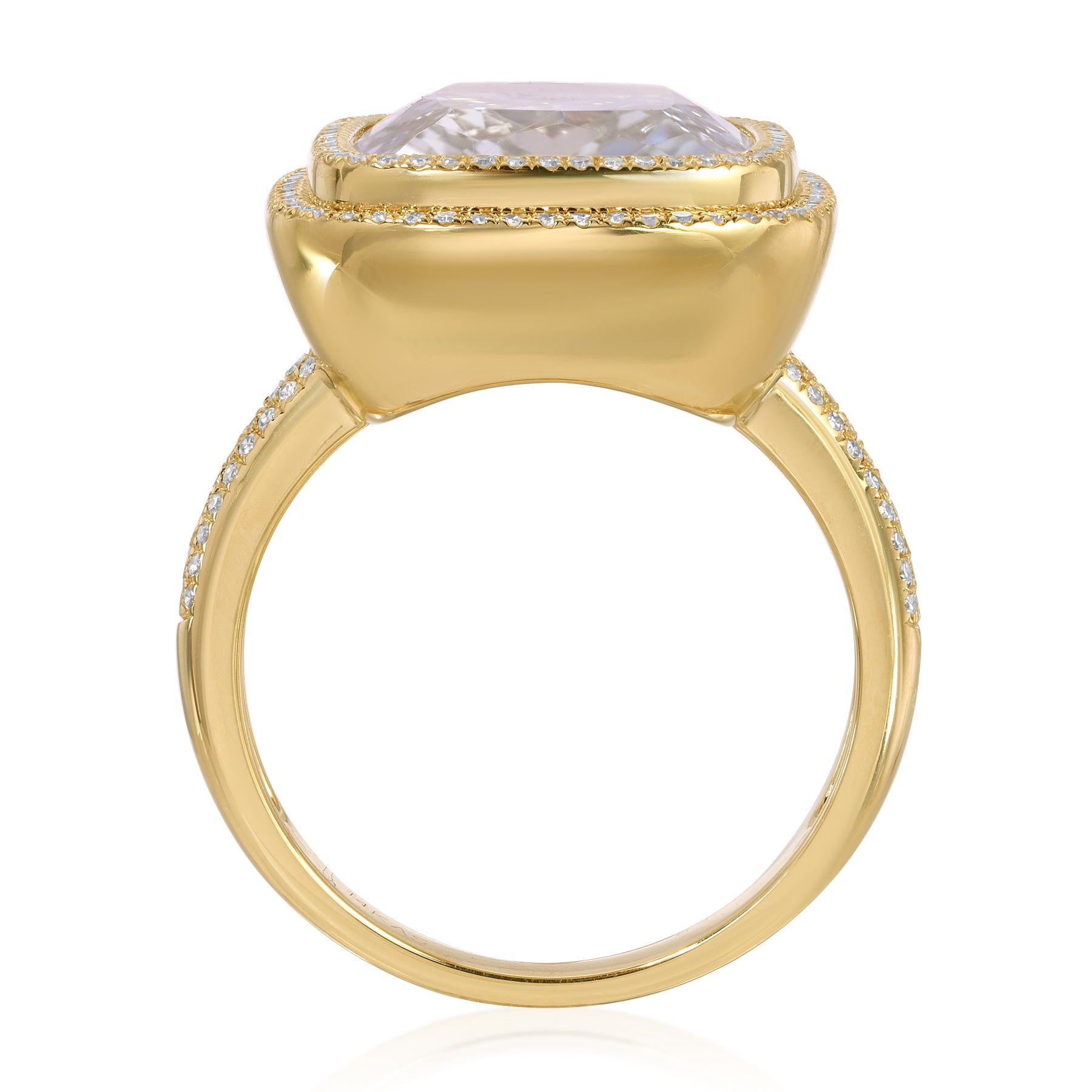 14KT Yellow Gold White Topaz Diamond Glace Prism Ring