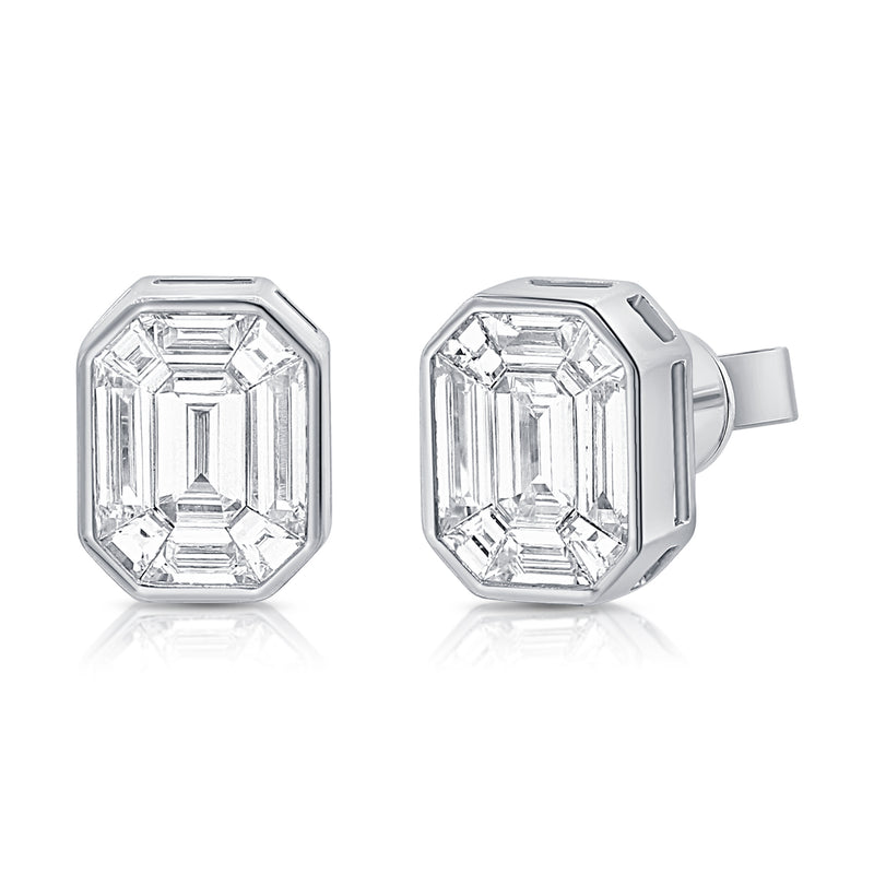 14KT White Gold Baguette Diamond Irina Stud Earrings