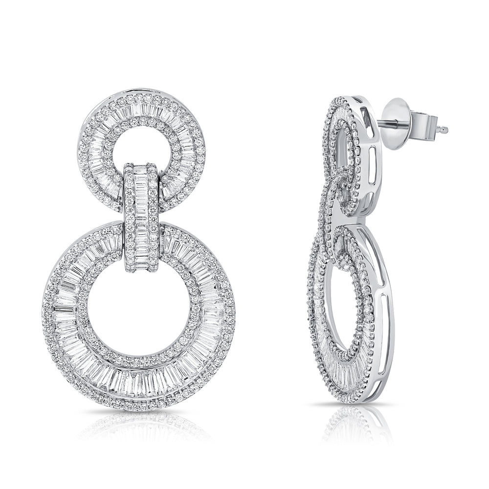 14KT White Gold Baguette Diamond Margot Chain Link Earrings