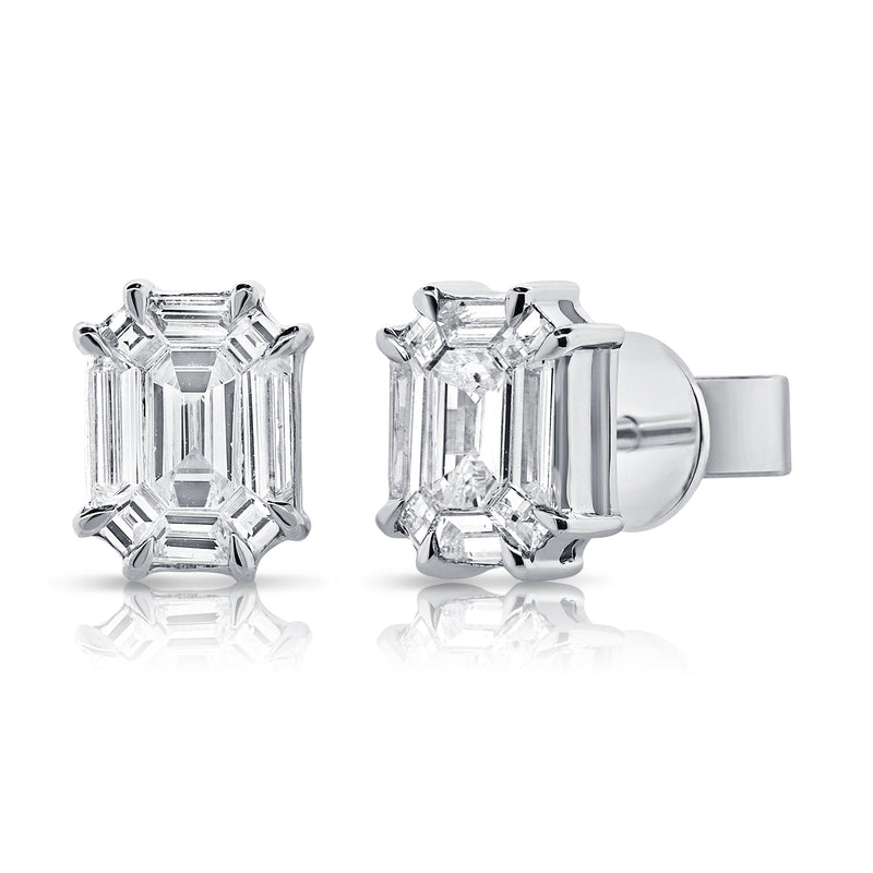 14KT White Gold Diamond Marion Stud Earrings