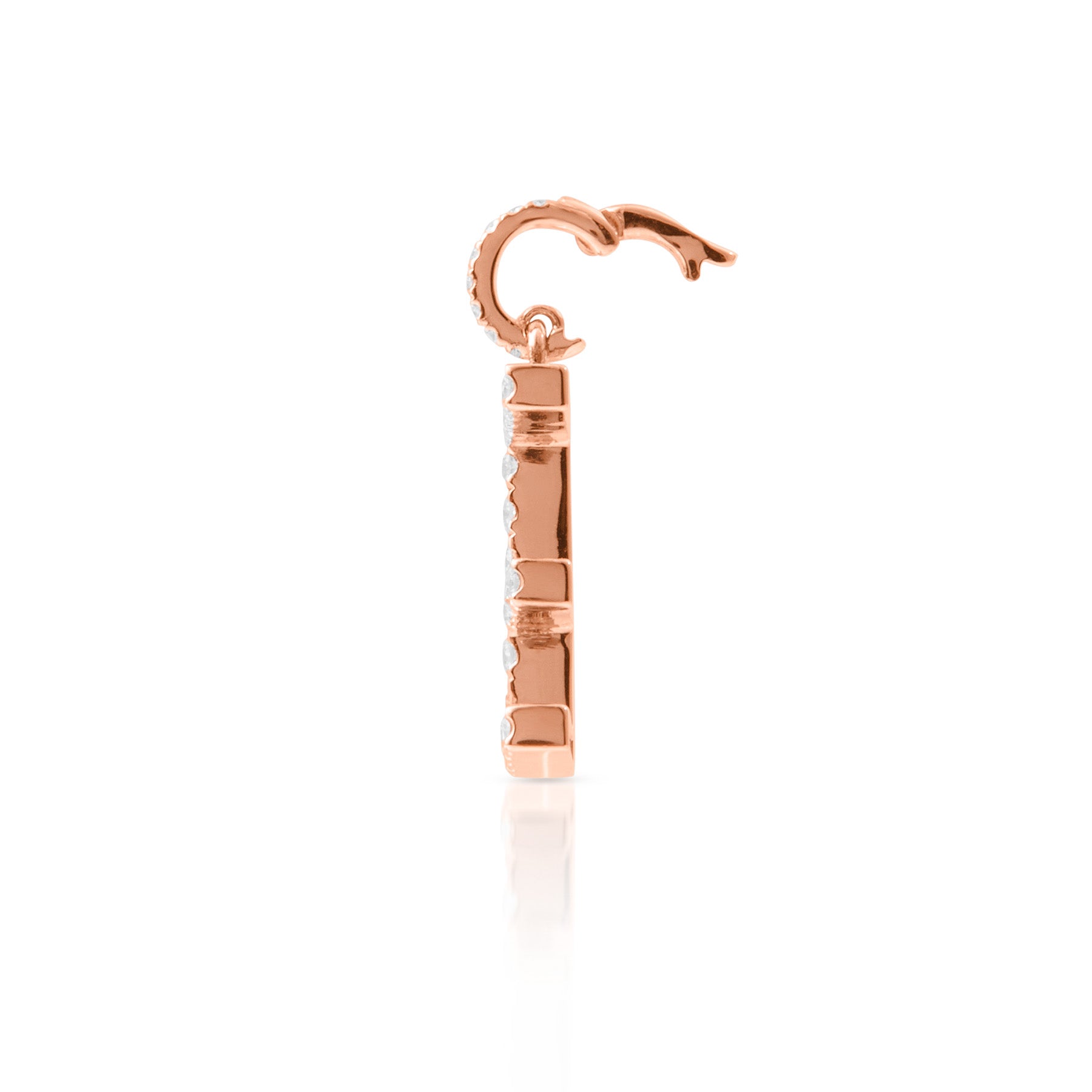 14KT Rose Gold Diamond Initial Charm Pendant with Diamond Clip on Bail