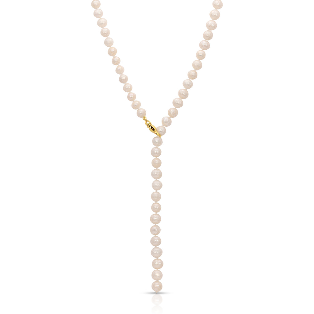 Faceted White Pearl Lariat Necklace – Anne Sisteron
