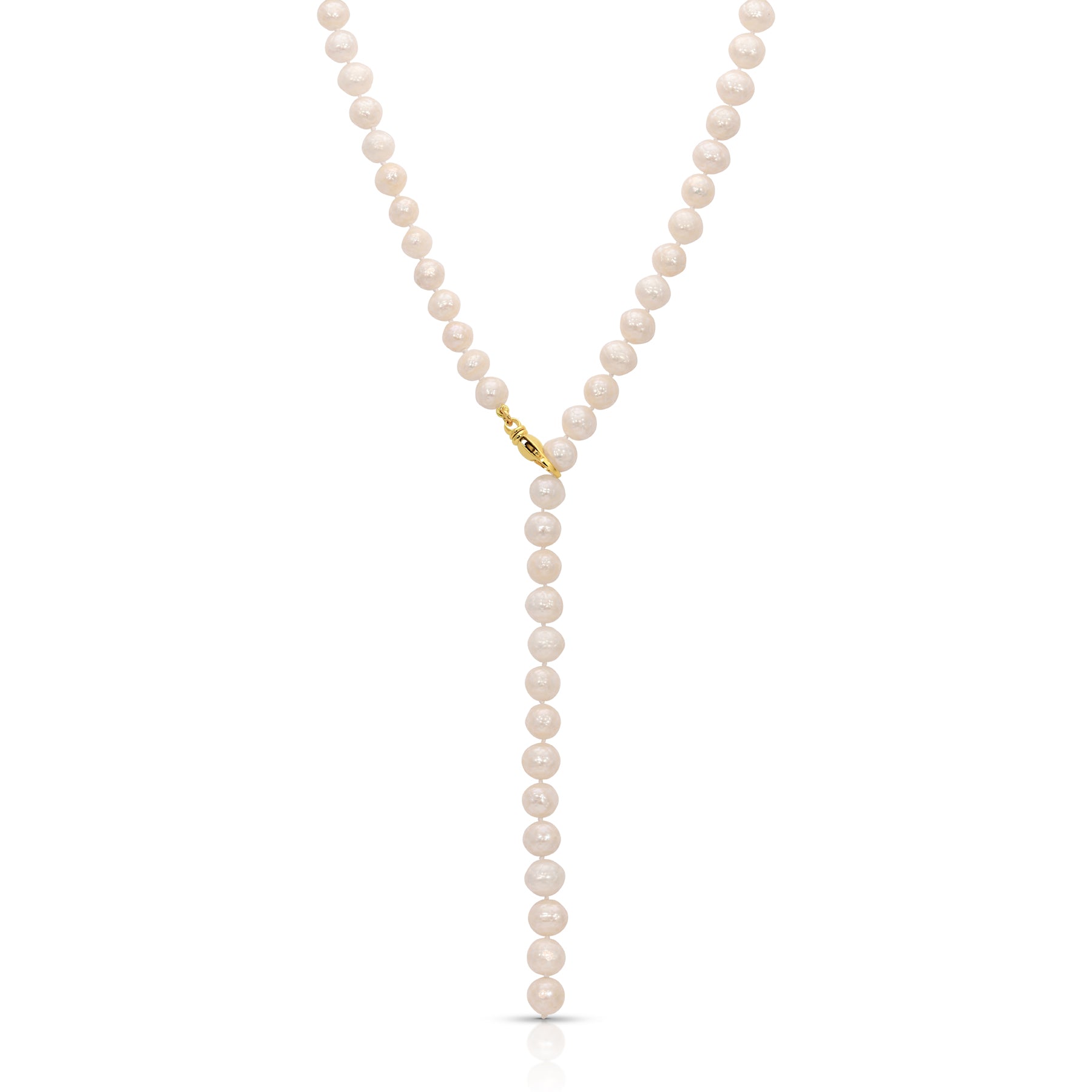 Faceted White Pearl Lariat Necklace