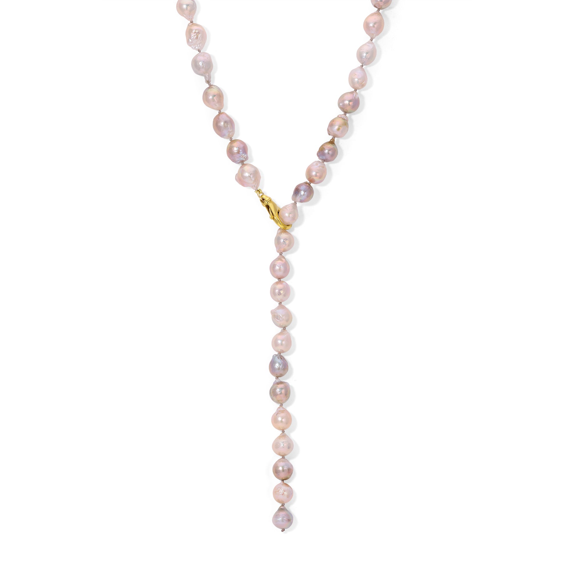 13mm Golden Pink Pearl Lariat Necklace