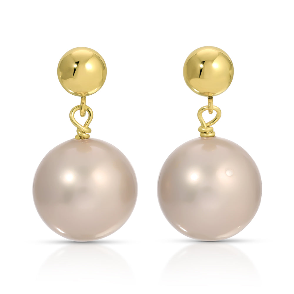 Grey Shell Pearl Drop Earrings