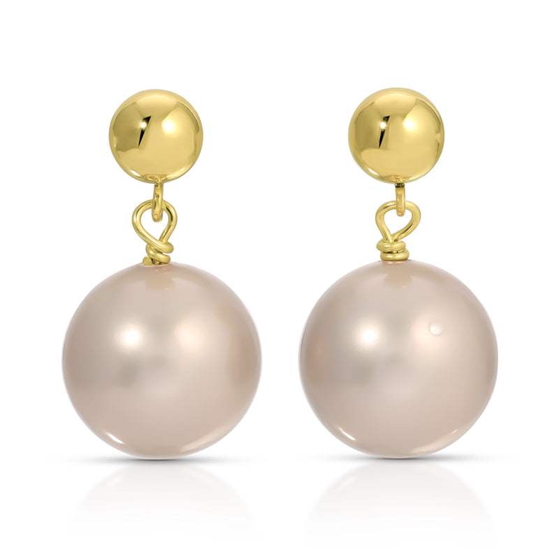 Grey Shell Pearl Drop Earrings