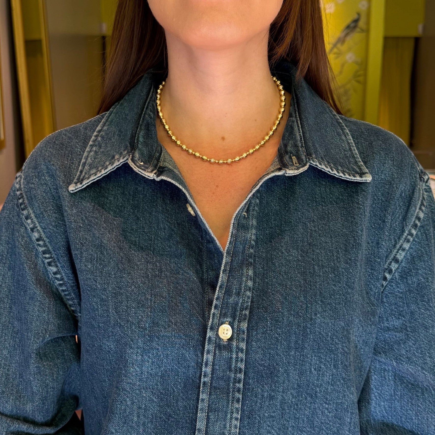 14KT Yellow Gold Jaclyn Faceted Ball Chain Link Necklace