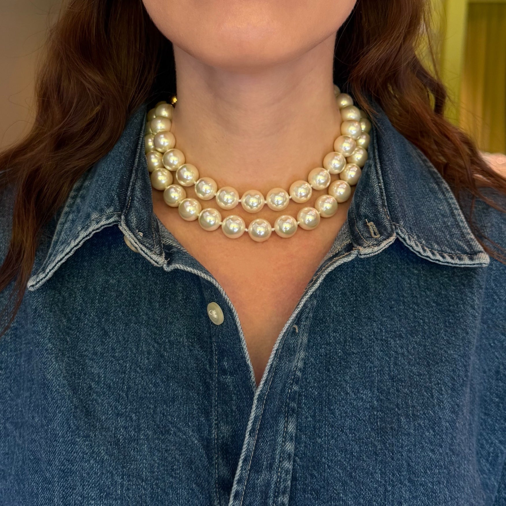 14mm White Shell Pearl Necklace