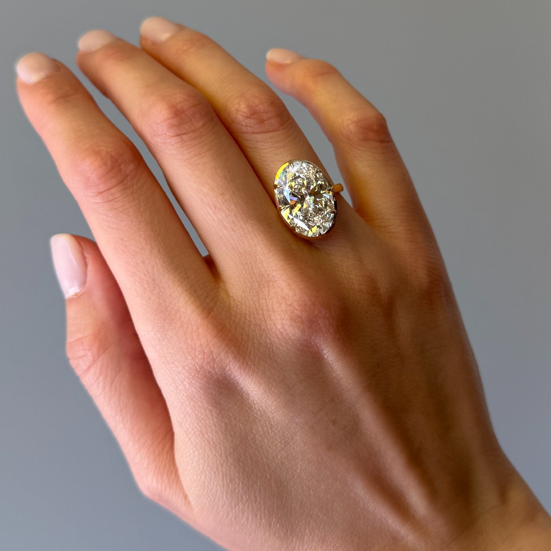 10.05ct Oval Cut Lab Grown Diamond Ring Set in 18KT Yellow Gold