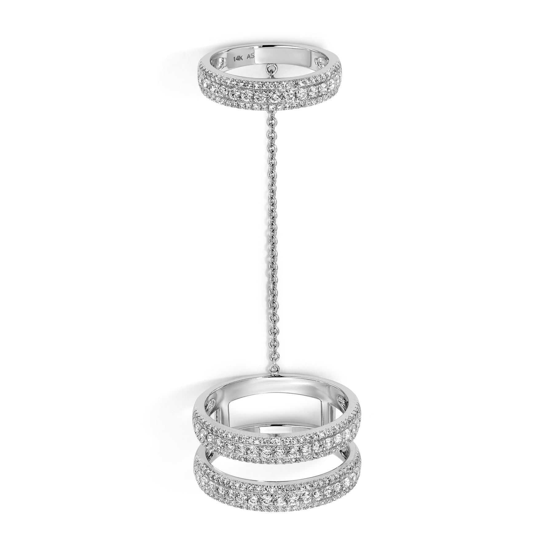 14KT White Gold Diamond Paris Connector Ring