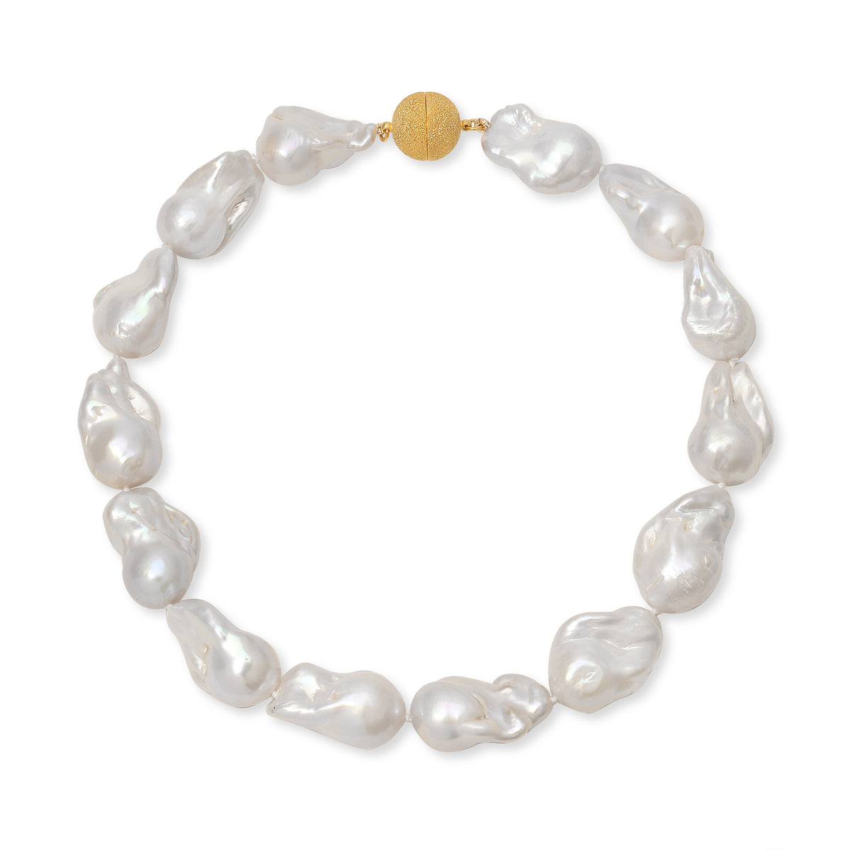 15.5" Large White Baroque Freshwater Pearl Necklace