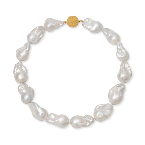 15.5" Large White Baroque Freshwater Pearl Necklace