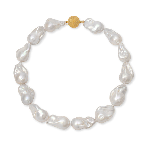 Large White Baroque Freshwater Pearl Necklace