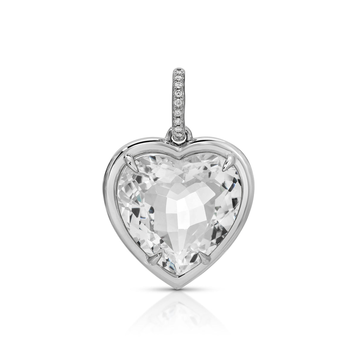 14KT White Gold White Topaz Diamond Heart Charm
