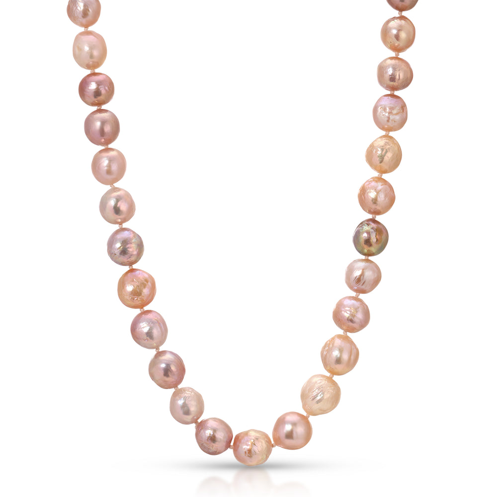 12mm Golden Pink Pearl Necklace