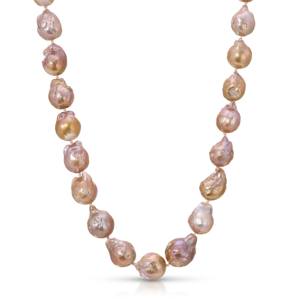 Medium Gold & Pink Baroque Freshwater Pearl Necklace
