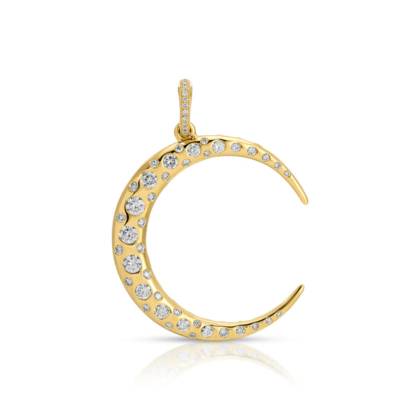14KT Yellow Gold Diamond Lune Charm