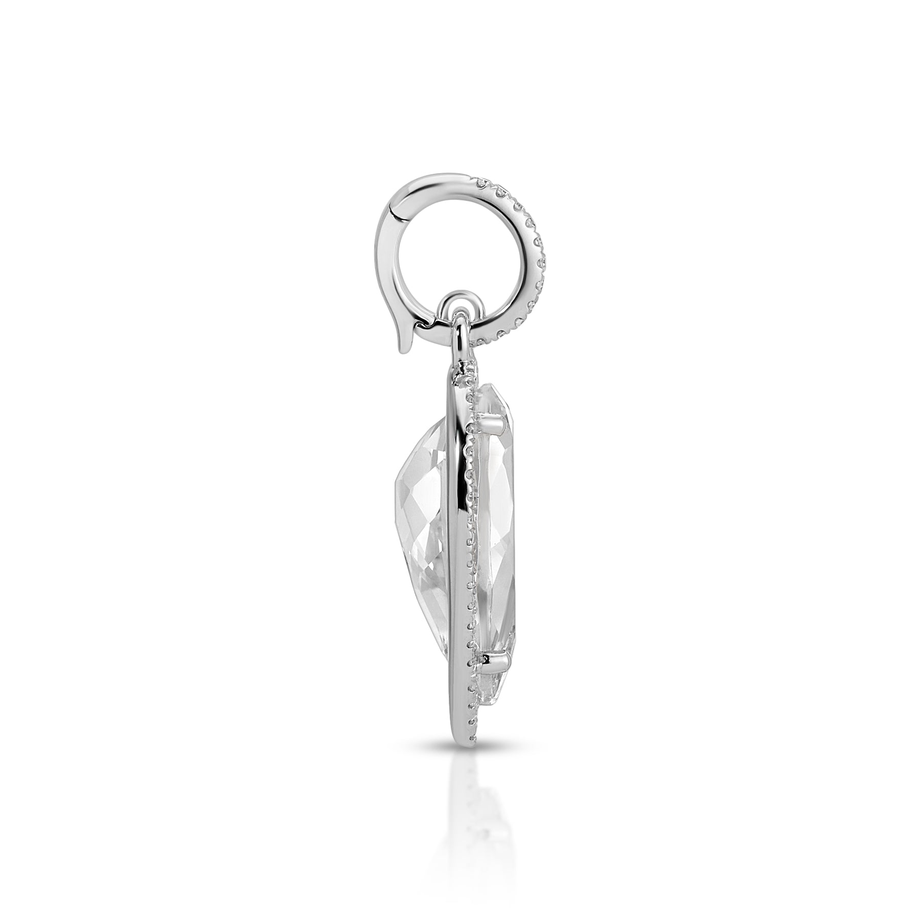 14KT White Gold White Topaz Diamond Pear Drop Charm