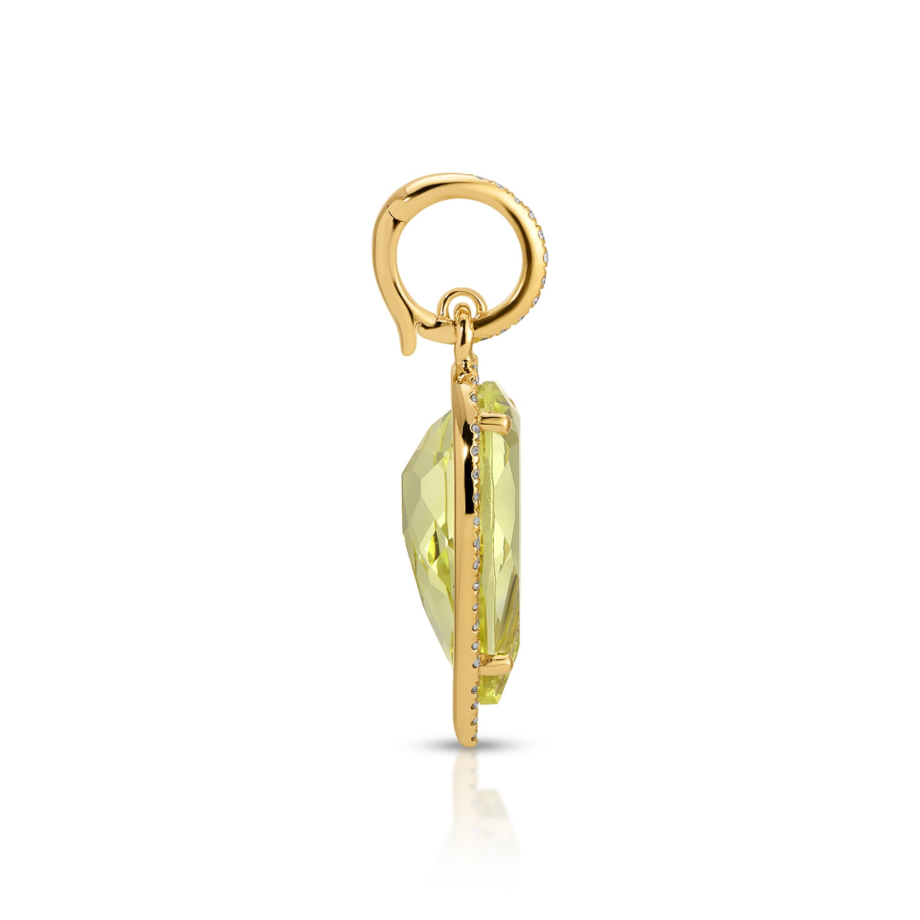 14KT Yellow Gold Lemon Quartz Diamond Pear Drop Charm