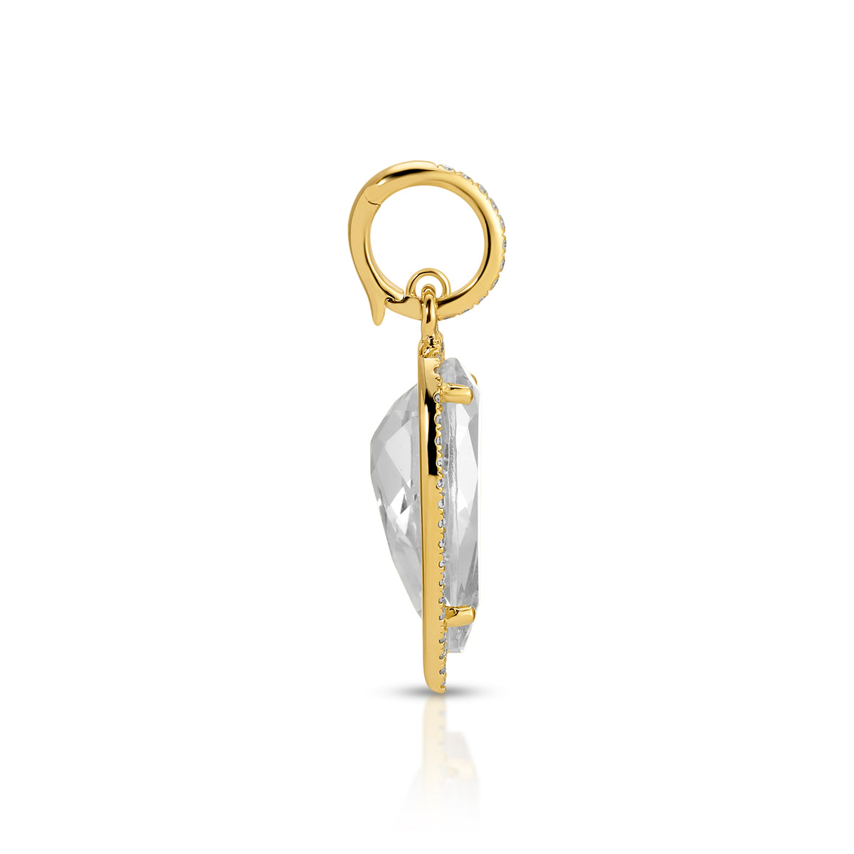 14KT Yellow Gold White Topaz Diamond Pear Drop Charm