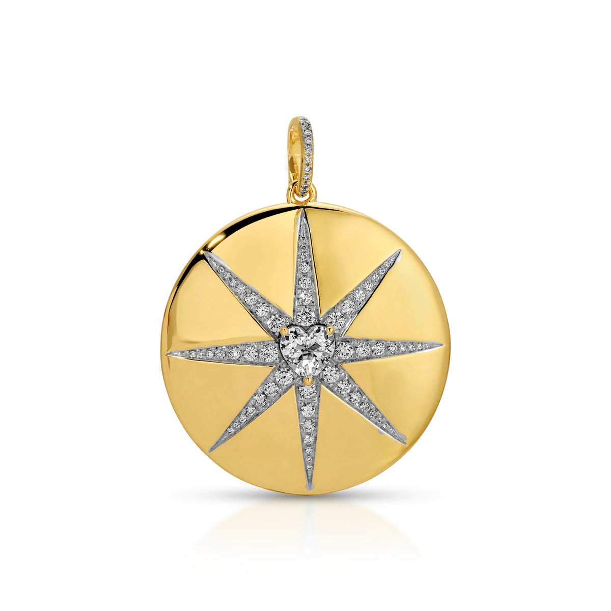 14KT Yellow Gold Diamond Northstar Charm w/ Diamond Clip on Bail