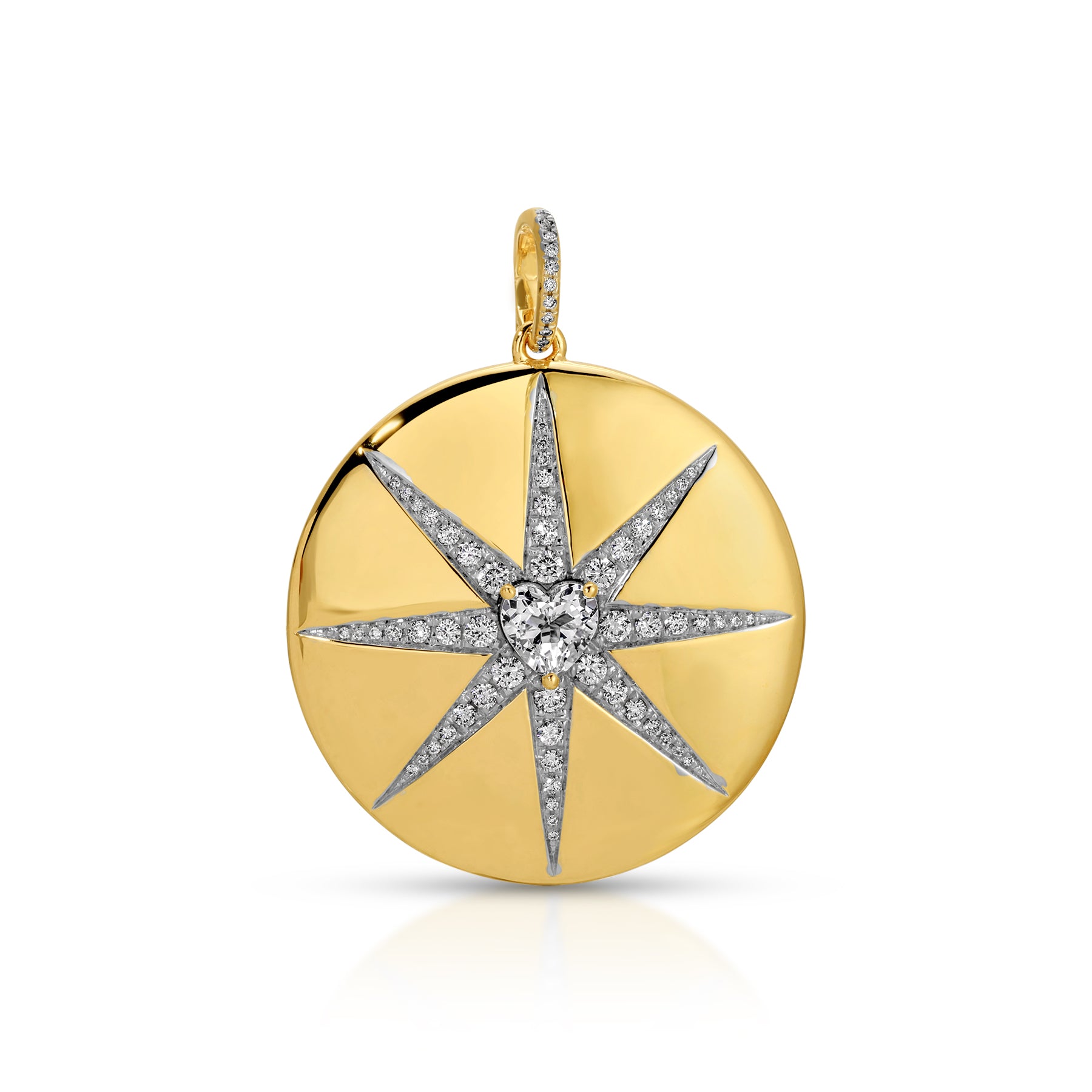 14KT Yellow Gold Diamond Northstar Charm w/ Diamond Clip on Bail
