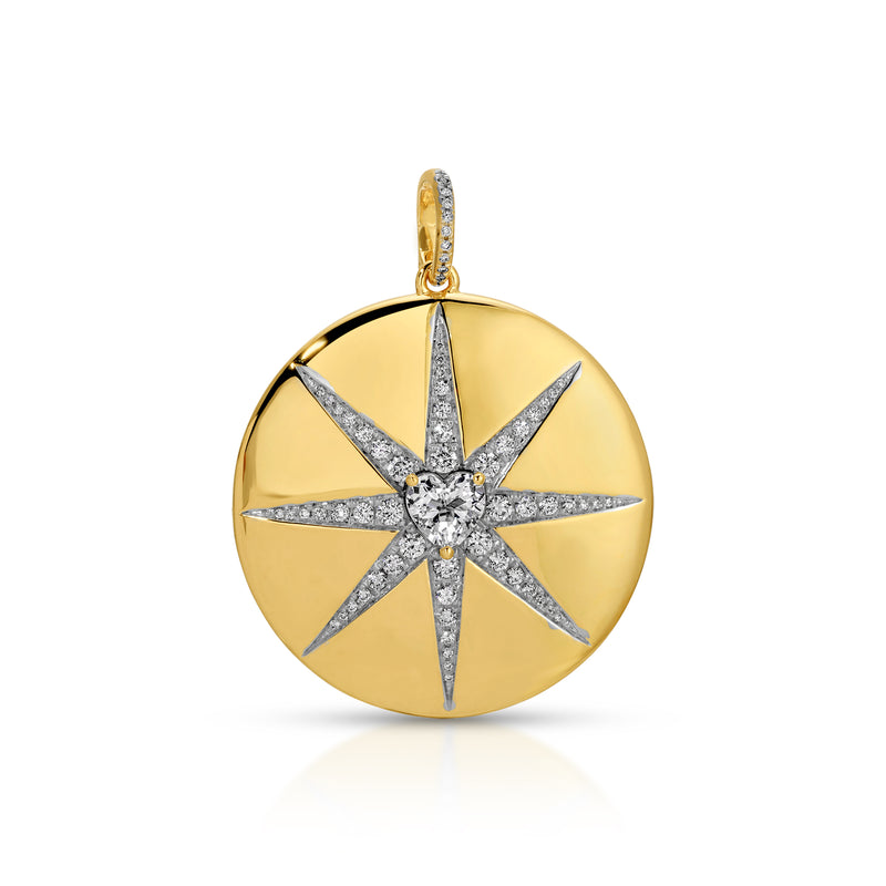 14KT Yellow Gold Diamond Northstar Charm w/ Diamond Clip on Bail
