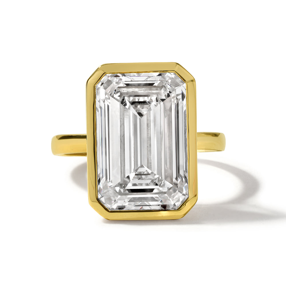 10.08ct Emerald Cut Lab Grown Diamond Ring Set in 18KT Yellow Gold