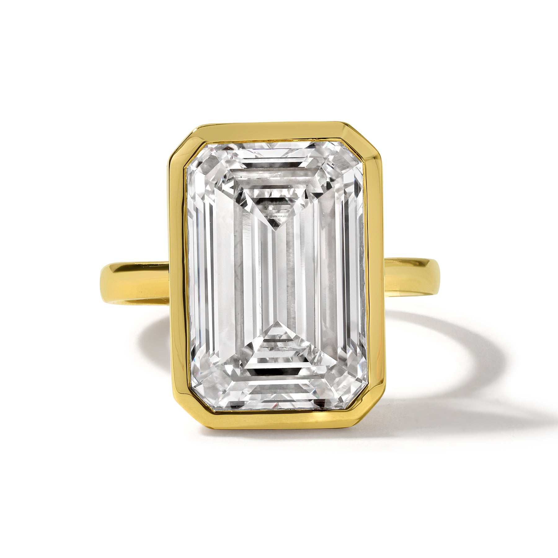 10.08ct Emerald Cut Lab Grown Diamond Ring Set in 18KT Yellow Gold