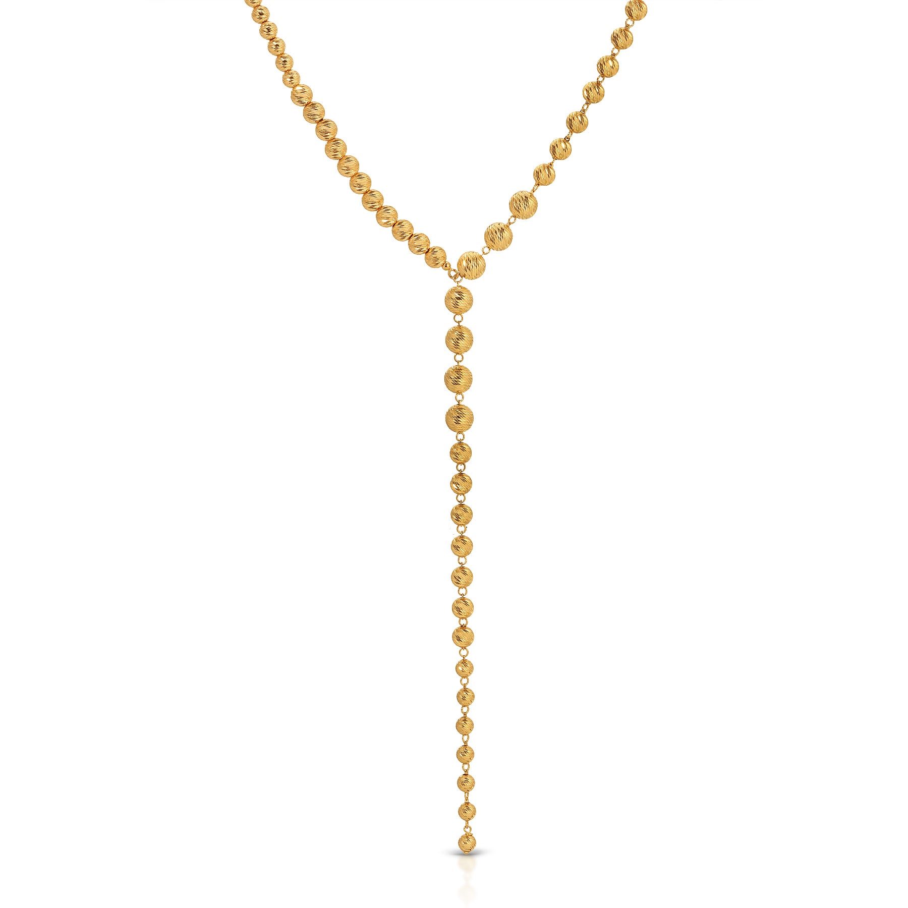 14KT Yellow Gold Jaclyn Faceted Ball Chain Link Lariat Necklace