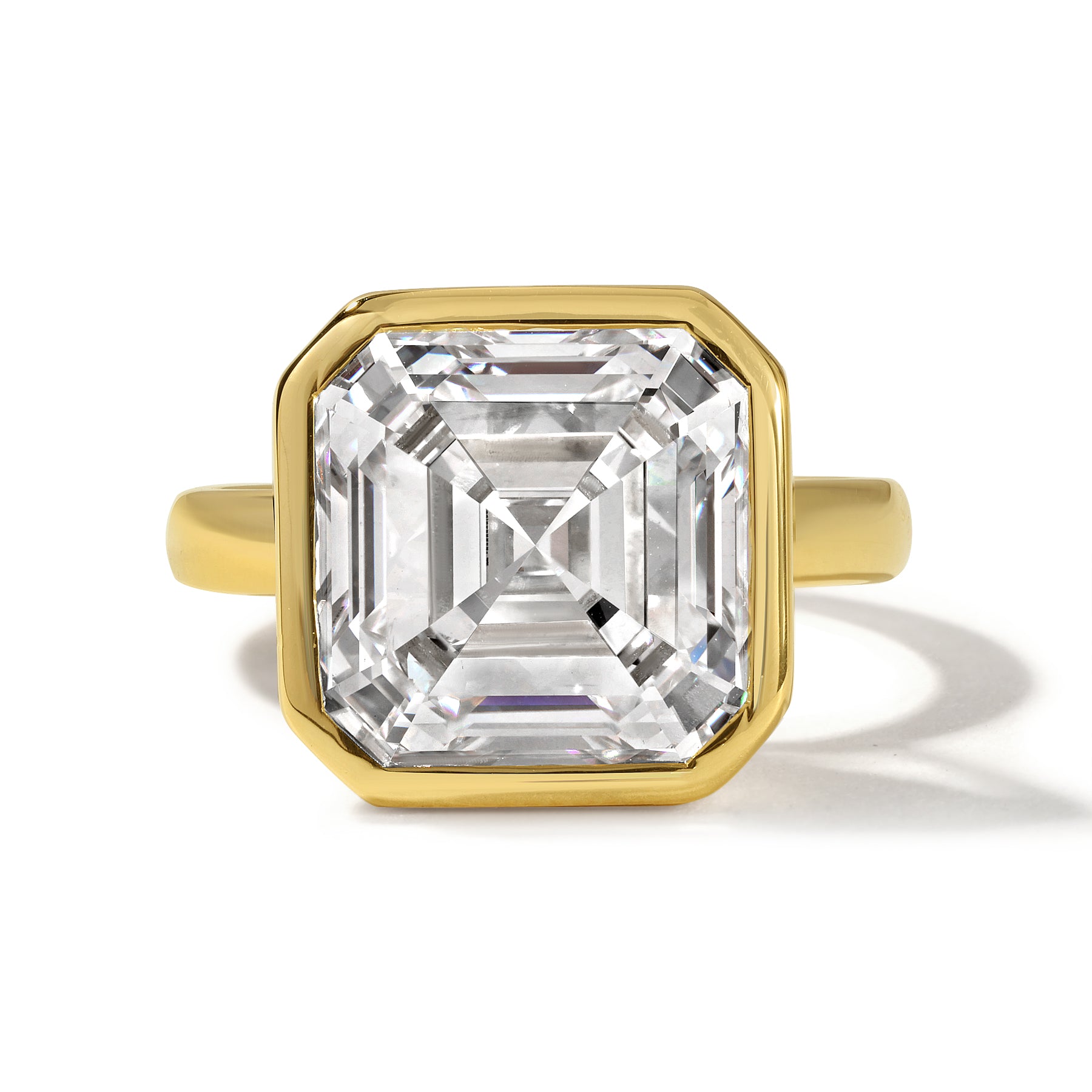 9.22ct Asscher Cut Lab Grown Diamond Ring Set in 18KT Yellow Gold