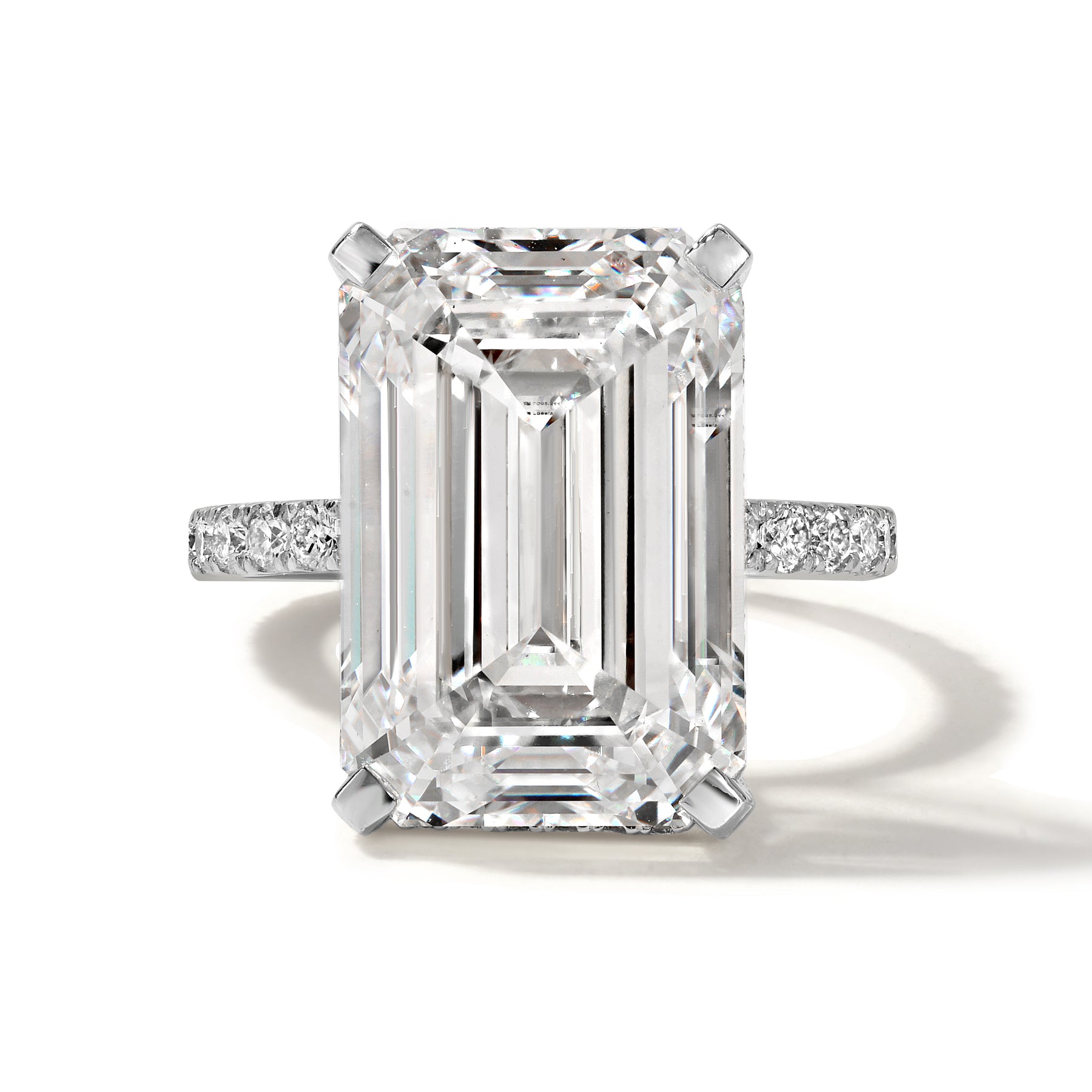 12.05ct Emerald Cut Lab Grown Diamond Ring Set in 18KT White Gold