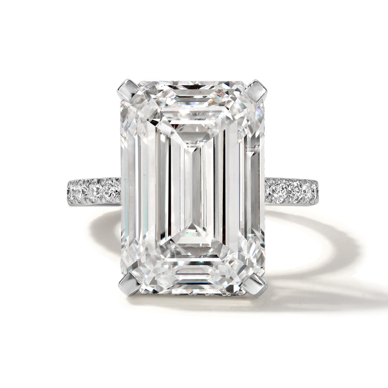 12.05ct Emerald Cut Lab Grown Diamond Ring Set in 18KT White Gold
