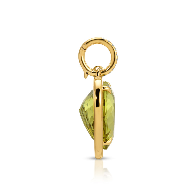 14KT Yellow Gold Lemon Quartz Diamond Heart Charm