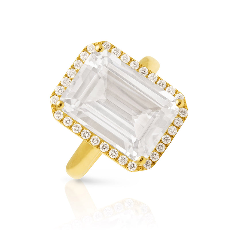 14KT Yellow Gold Topaz Diamond Ring
